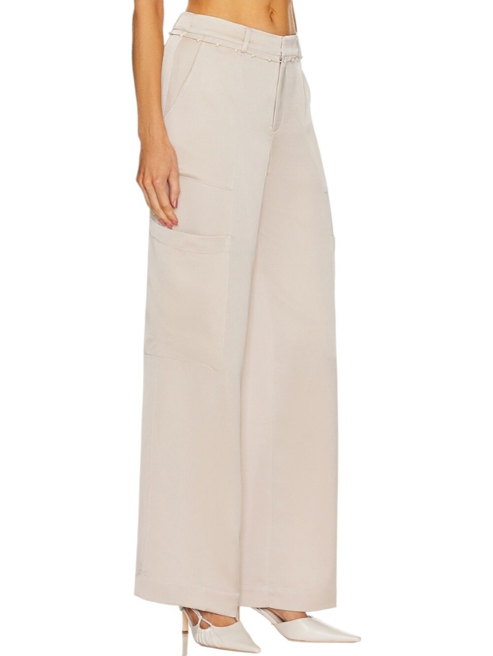 NWT $218 SONG OF STYLE Ayah Cargo Trouser Pale Champagne XXS No Belt